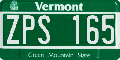 VT license plate ZPS165