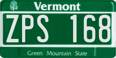 VT license plate ZPS168
