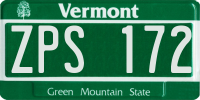 VT license plate ZPS172