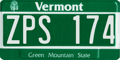 VT license plate ZPS174
