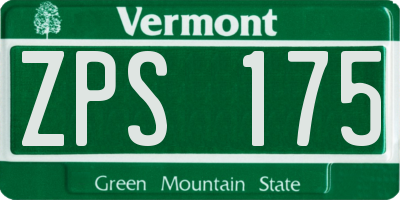 VT license plate ZPS175