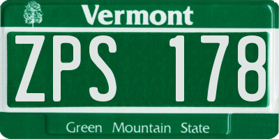 VT license plate ZPS178