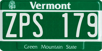 VT license plate ZPS179