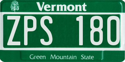 VT license plate ZPS180