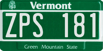 VT license plate ZPS181
