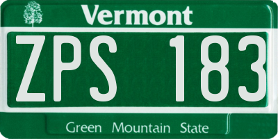 VT license plate ZPS183