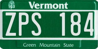 VT license plate ZPS184