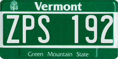 VT license plate ZPS192