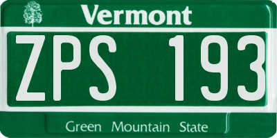 VT license plate ZPS193