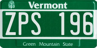 VT license plate ZPS196