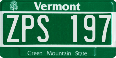 VT license plate ZPS197
