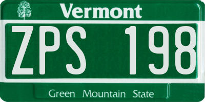 VT license plate ZPS198