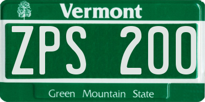 VT license plate ZPS200
