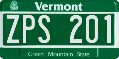 VT license plate ZPS201