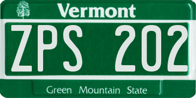 VT license plate ZPS202