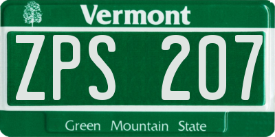 VT license plate ZPS207