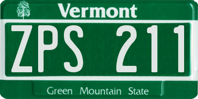 VT license plate ZPS211