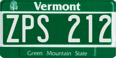 VT license plate ZPS212