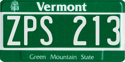 VT license plate ZPS213