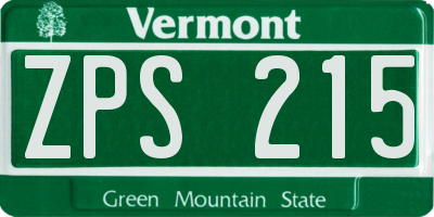 VT license plate ZPS215