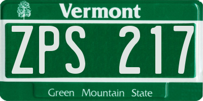 VT license plate ZPS217