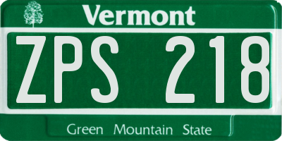 VT license plate ZPS218