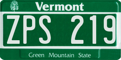 VT license plate ZPS219