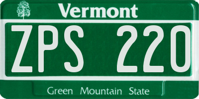 VT license plate ZPS220