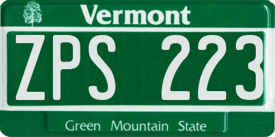 VT license plate ZPS223