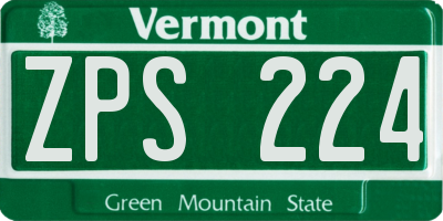 VT license plate ZPS224