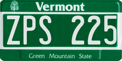 VT license plate ZPS225
