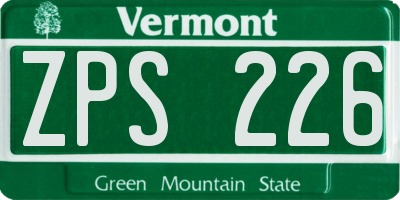 VT license plate ZPS226