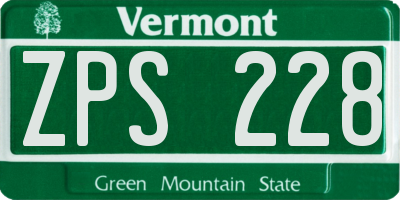 VT license plate ZPS228