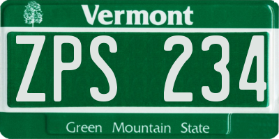 VT license plate ZPS234