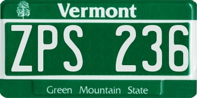 VT license plate ZPS236