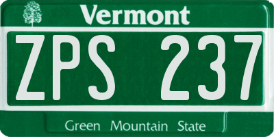 VT license plate ZPS237