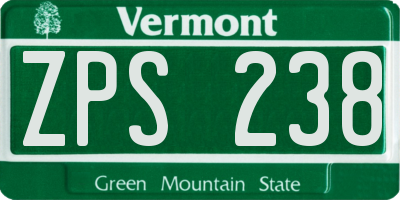 VT license plate ZPS238