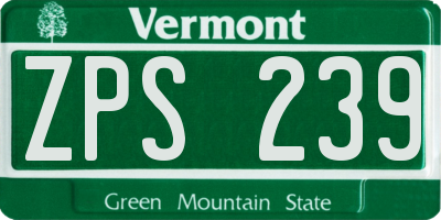 VT license plate ZPS239