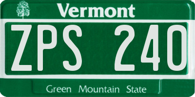 VT license plate ZPS240