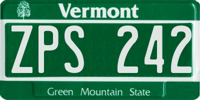 VT license plate ZPS242