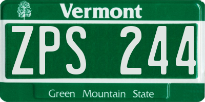 VT license plate ZPS244