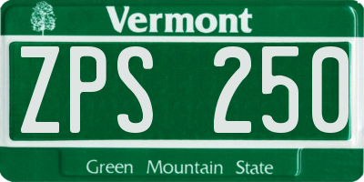 VT license plate ZPS250