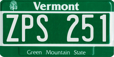 VT license plate ZPS251
