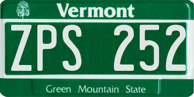 VT license plate ZPS252
