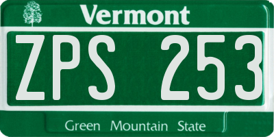 VT license plate ZPS253