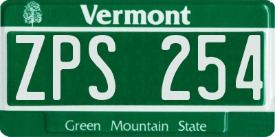 VT license plate ZPS254