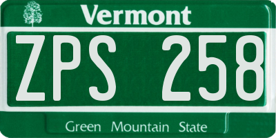 VT license plate ZPS258