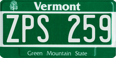 VT license plate ZPS259