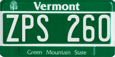 VT license plate ZPS260
