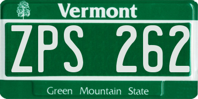 VT license plate ZPS262